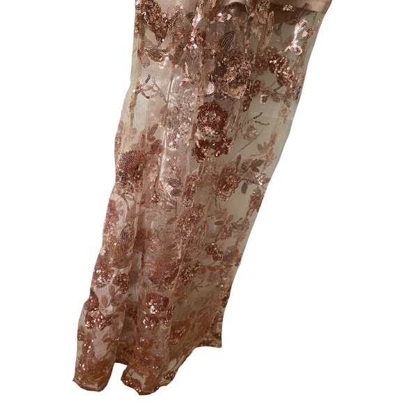 NWT FORMAL FLORAL SEQUIN LONG DRESS - Picture 2 of 5
